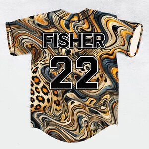 Fisher Trippy Leopard Pattern Baseball Jersey For EDM Festivals